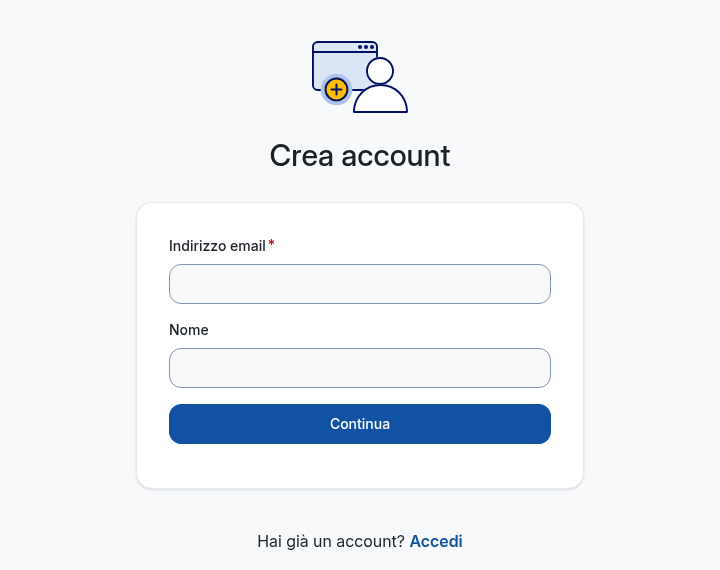 Schermata Crea account di Vaultwarden
